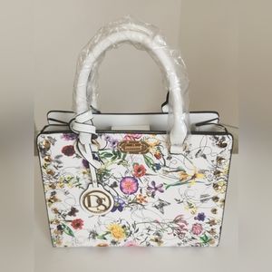 Dasein White Floral Print Handbag